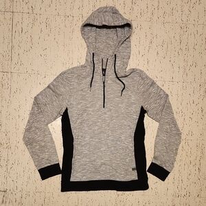Armani Exchange Gray & Black Speckle 1/4 Zip Lightweight Pullover Hoodie Sweater